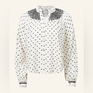 Alix of Bohemia Nixie Cream Dot Smocked Blouse Top Size XS Boho